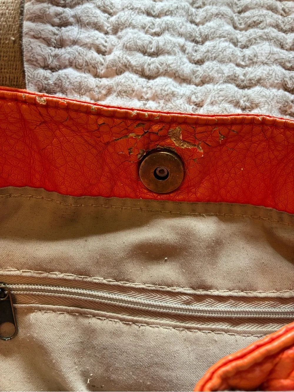 Women's Orange Leather Tote Bag